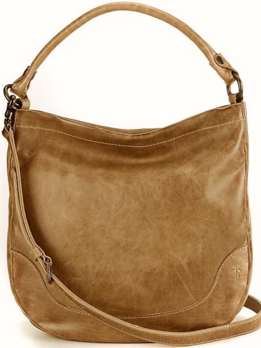 FryeMelissa Genuine Beige Leather Slouchy Hobo Shoulder Bag Org. $388